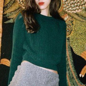 American Apparel Green Cropped Fisherman Pullover